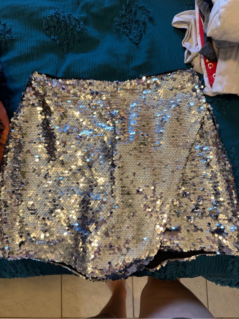 ASOS Silver Sequin Skort